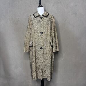 Vintage 1950s Houndstooth Wool Swing Coat Cosmopolitan ILGWU